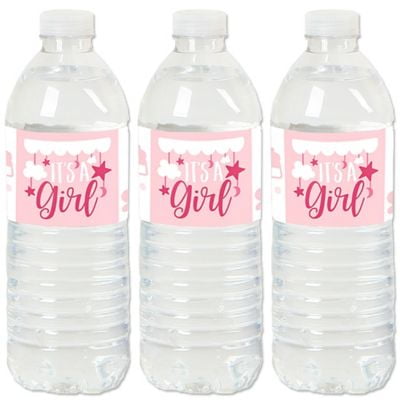 It's A Girl Water Bottle Labels Baby Shower 2 x 8 Inch 50 Total Stickers On A Roll 